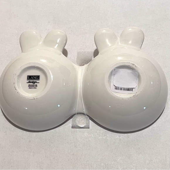 Lang Easter Bunny Ceramic Dip/Spread Bowls with Spreader Knife White/Pink #2 - Picture 6 of 11